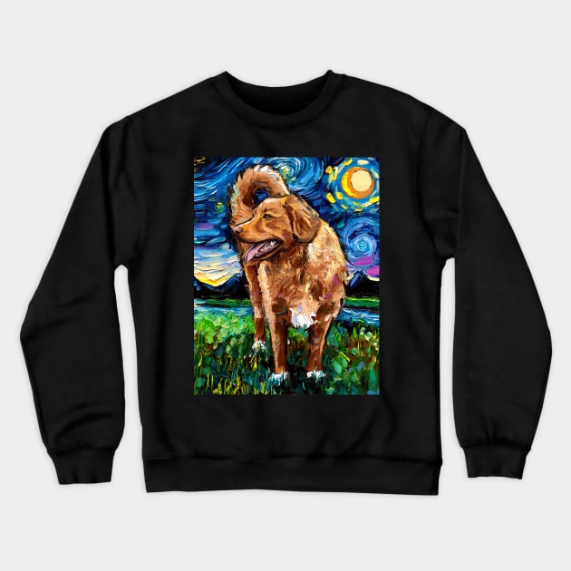 Nova Scotia Duck Tolling Retriever Starry Night Crewneck Sweatshirt by sagittariusgallery